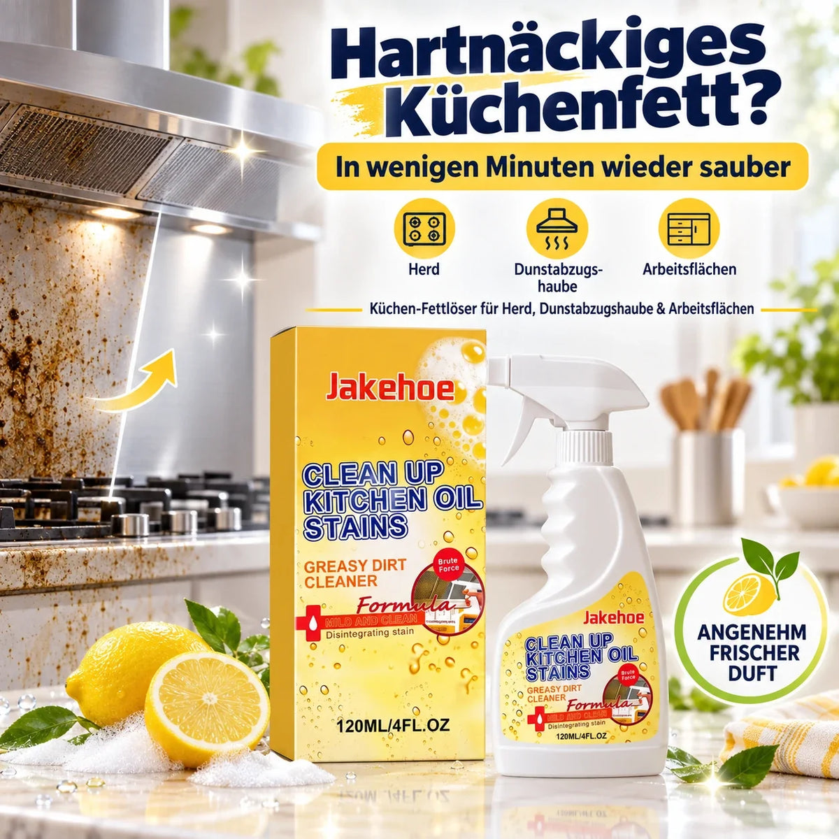 👑LETZTER TAG: 50 % RABATT⏰ – Küchen-Fettlöser gegen hartnäckige Öl- & Fettflecken