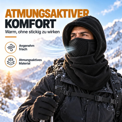 ✨❄️ 3-in-1 Thermo-Sturmhaube mit Fleece – Warme Kapuze mit Gesichtsmaske & Halswärmer für kalte Wintertage