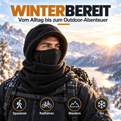 ✨❄️ 3-in-1 Thermo-Sturmhaube mit Fleece – Warme Kapuze mit Gesichtsmaske & Halswärmer für kalte Wintertage
