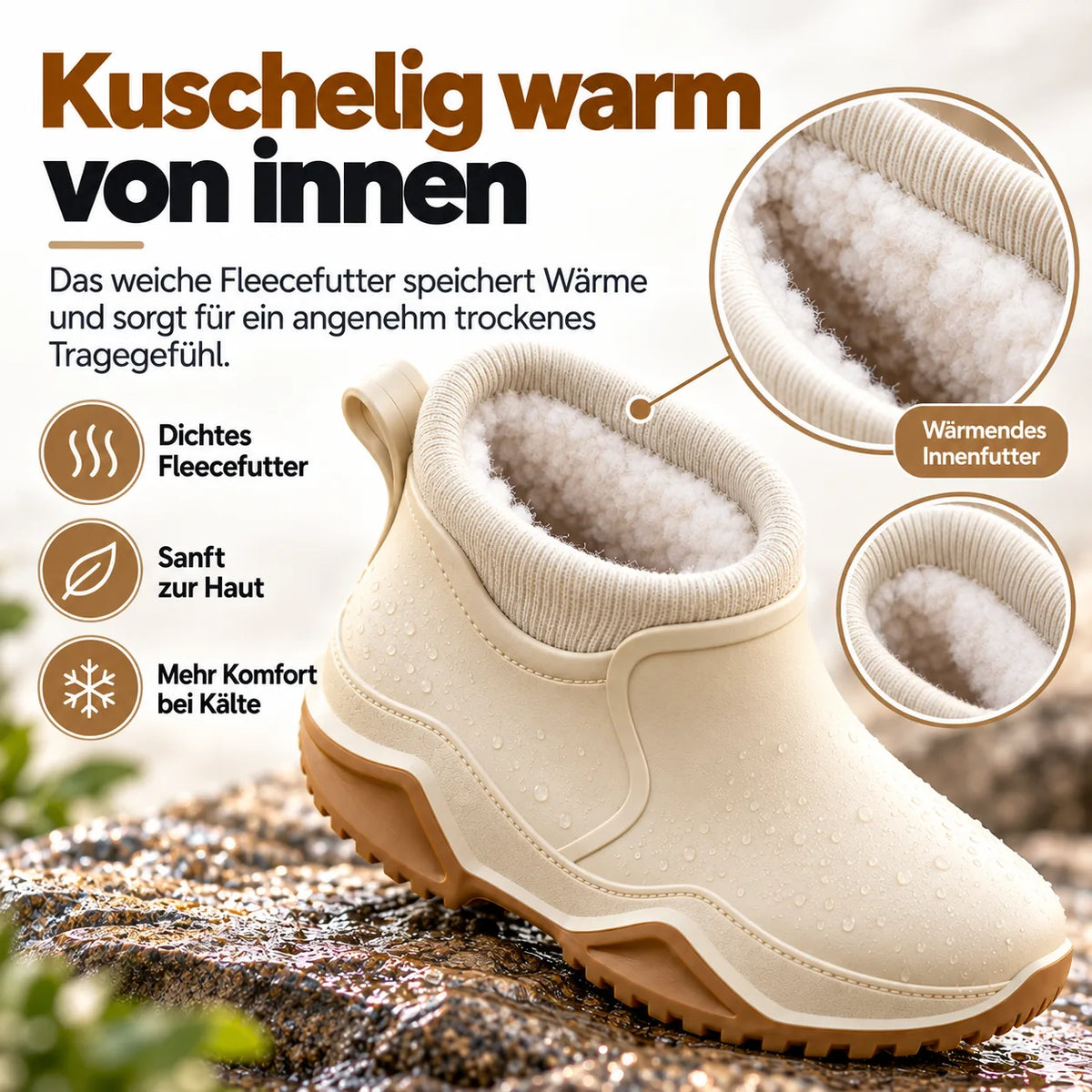 🧸 Damen-Regenboots – kuschelig gefüttert, stilvoll kombiniert 👢