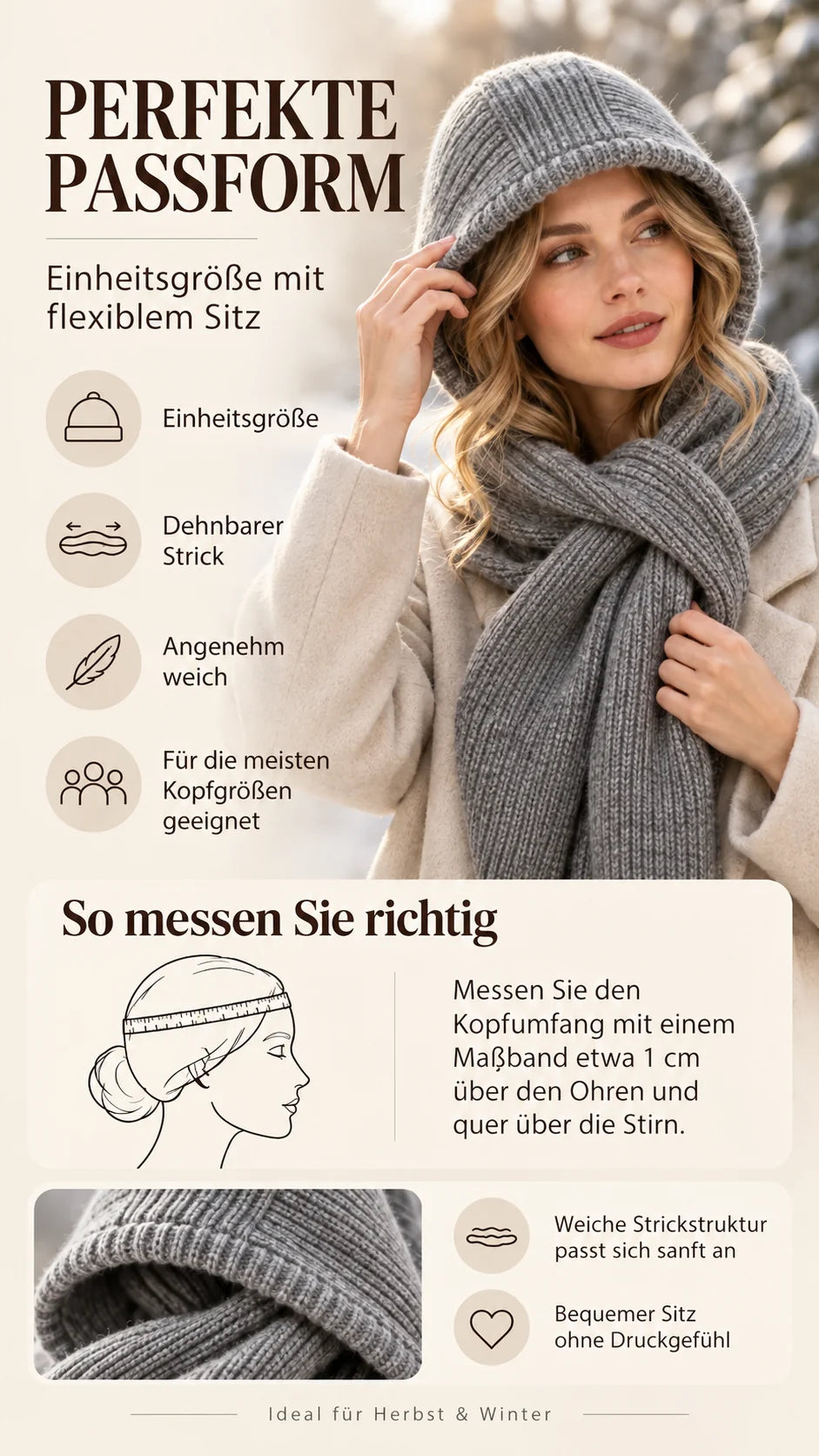 ✨ LETZTER TAG – 49 % RABATT 🔥❄️ Luxuriöser Damen-Kapuzenschal aus weichem Premium-Strick – Kaschmir-Gefühl & eleganter Winter-Look für jeden Anlass