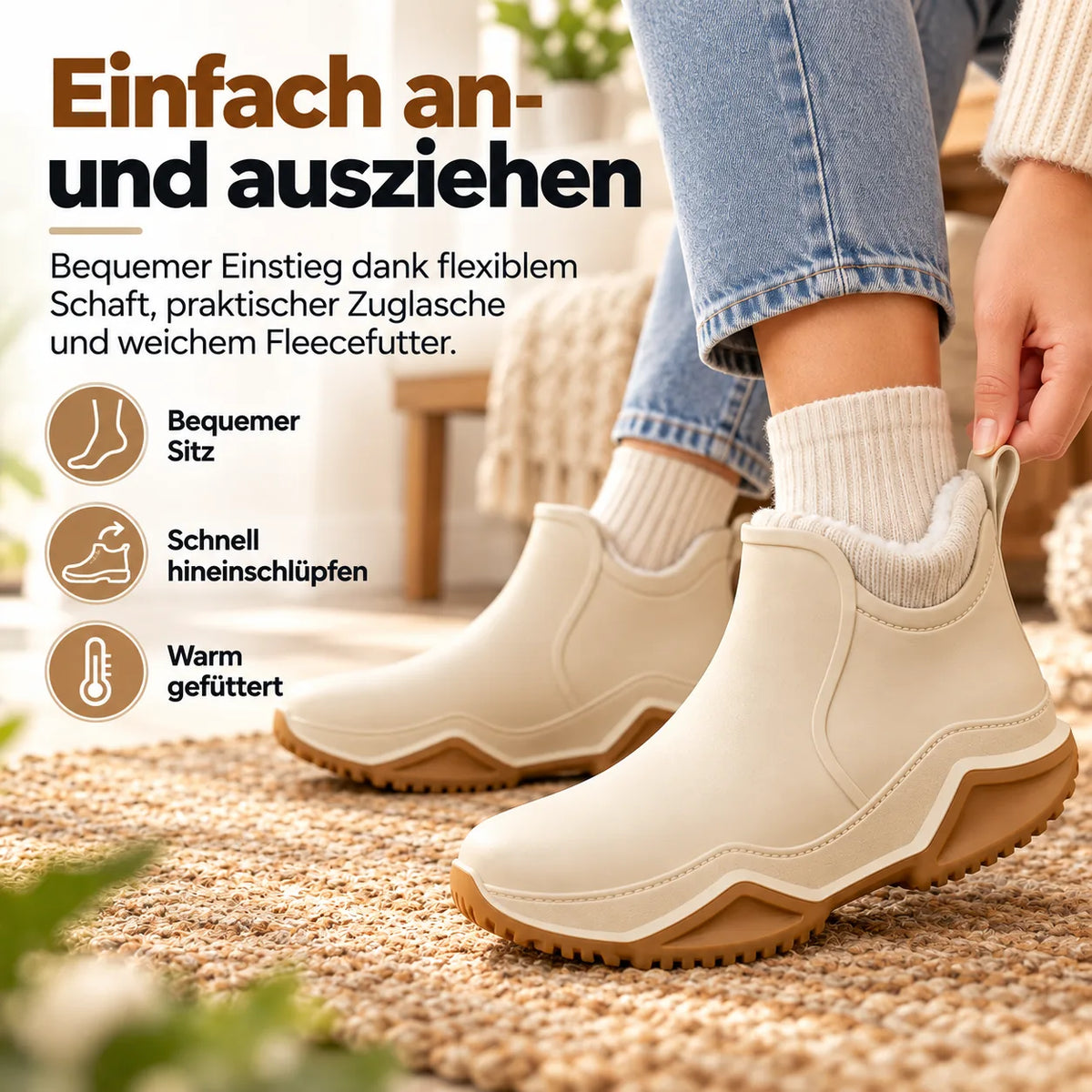 🧸 Damen-Regenboots – kuschelig gefüttert, stilvoll kombiniert 👢