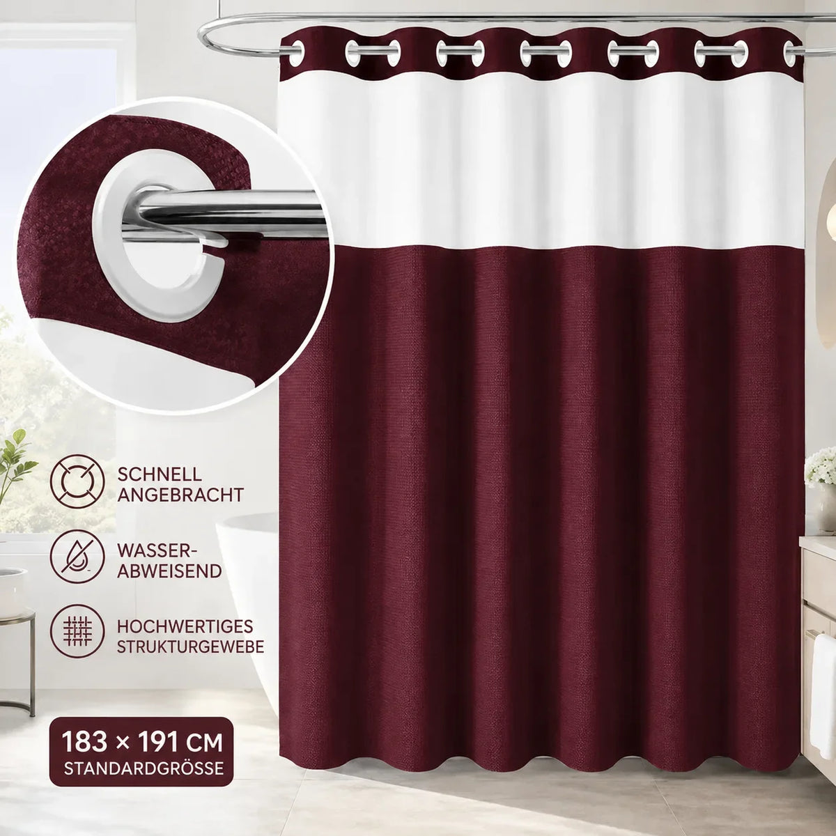 Duschvorhang-Set ohne Haken – Ansicht 4