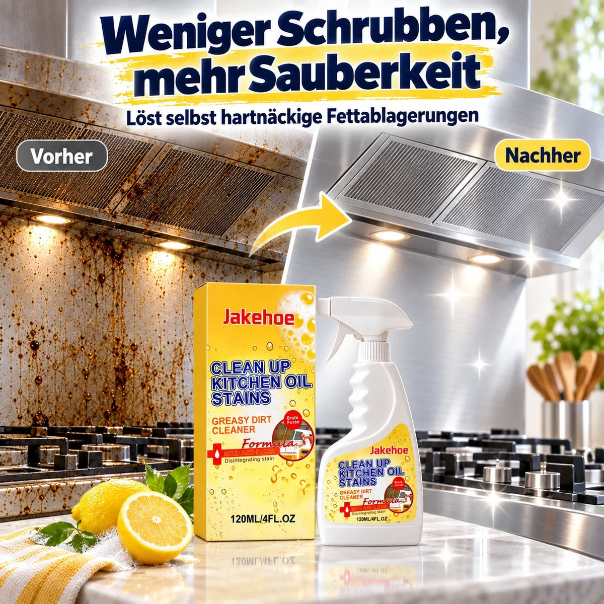 👑LETZTER TAG: 50 % RABATT⏰ – Küchen-Fettlöser gegen hartnäckige Öl- & Fettflecken