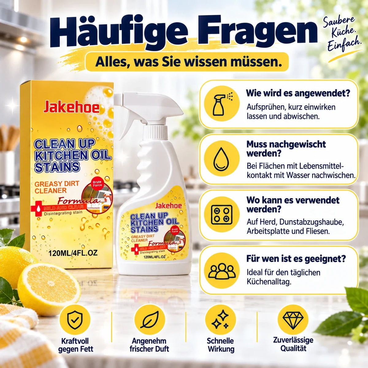 👑LETZTER TAG: 50 % RABATT⏰ – Küchen-Fettlöser gegen hartnäckige Öl- & Fettflecken
