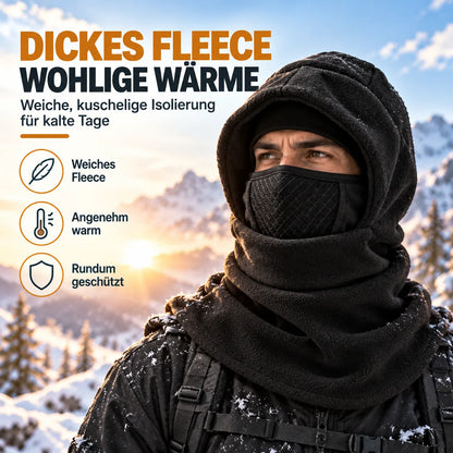 ✨❄️ 3-in-1 Thermo-Sturmhaube mit Fleece – Warme Kapuze mit Gesichtsmaske & Halswärmer für kalte Wintertage
