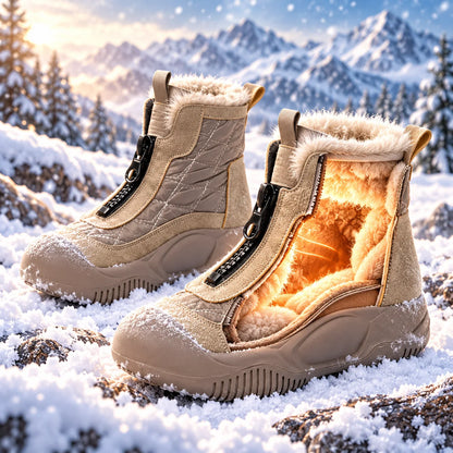 DEIN NEUER WINTERLIEBLING ❄️ Damen-Winterstiefel mit bequemer Plateausohle, Frontreißverschluss & kuscheligem Plüschfutter