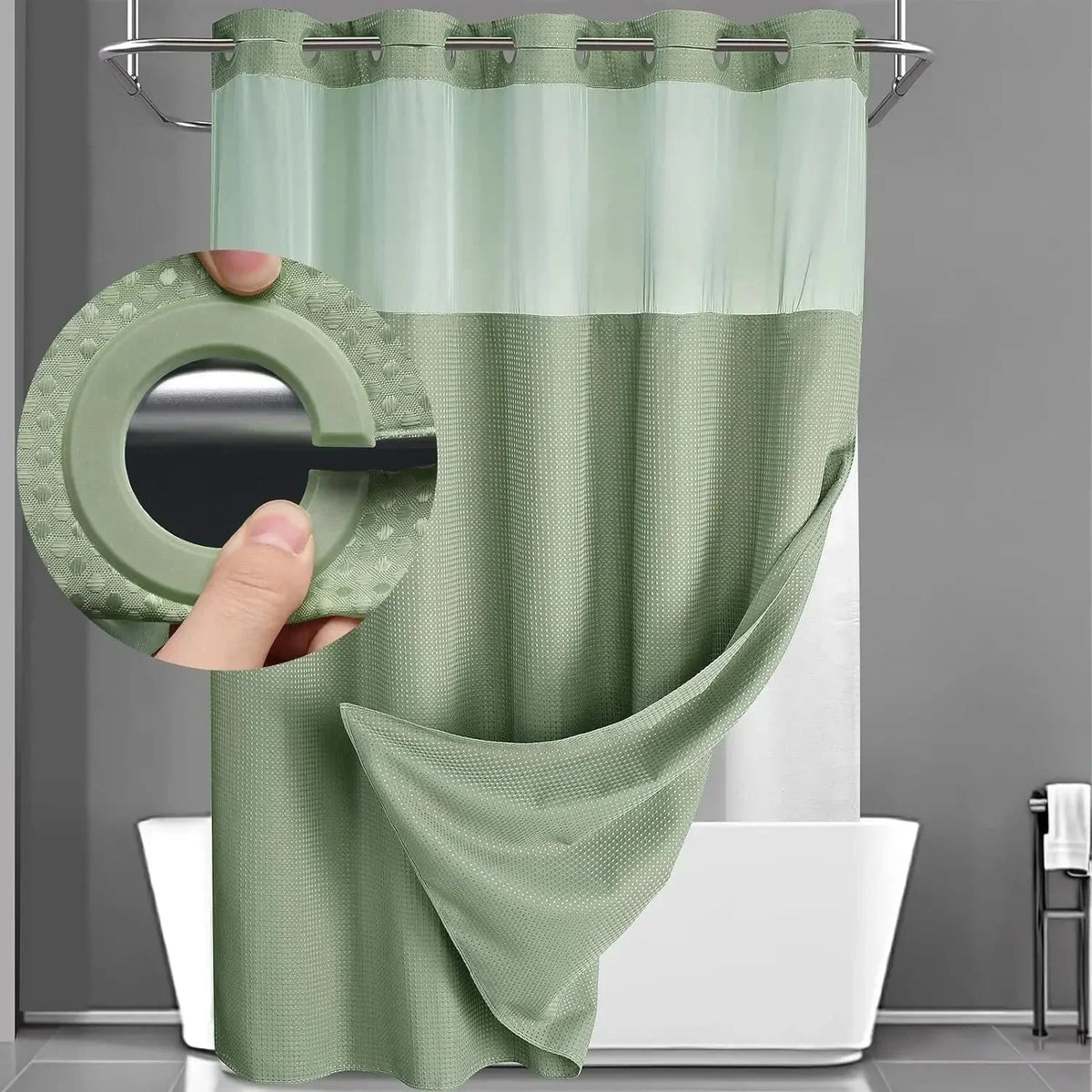 Duschvorhang ohne Haken – Grün