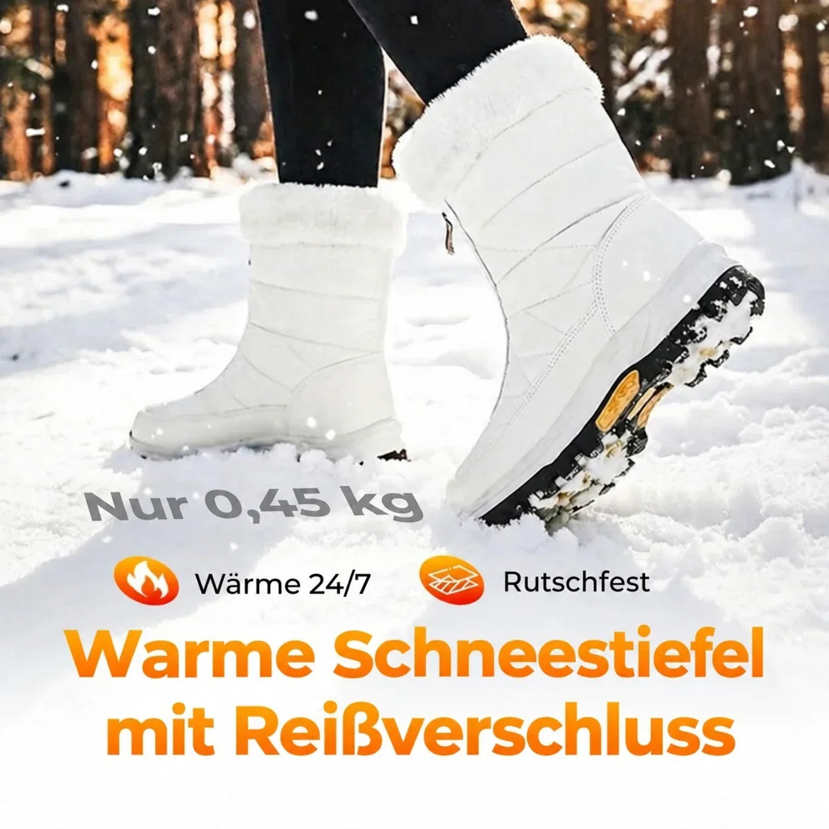 Bottes de neige chaudes et antidérapantes pour femme avec fermeture éclair
