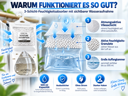 🔥 LETZTER TAG: BIS ZU 52 % RABATT💧 Hängender Luftentfeuchter ohne Strom – Feuchtigkeitsabsorber mit 500 ml Auffangbeutel