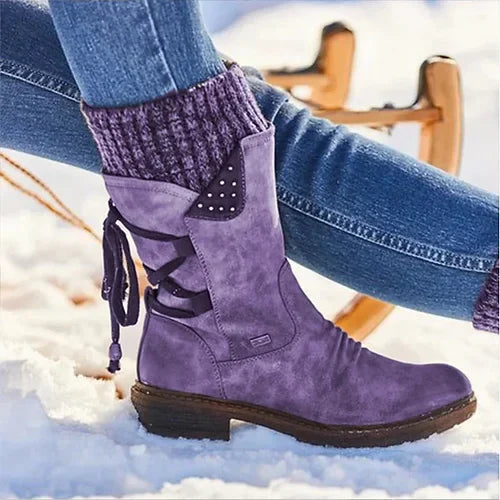LETZTER TAG – 49 % RABATT 🔥 Damen Winterstiefel mit orthopädischer Unterstützung, Schleifendetail & warmer Wollfütterung