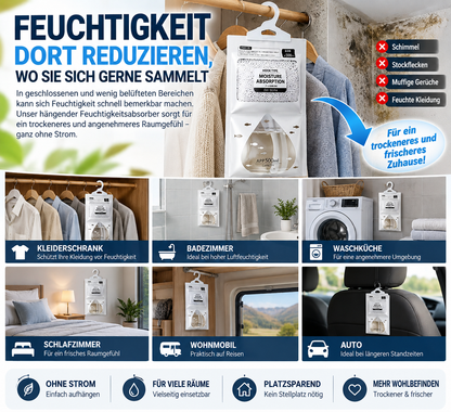 🔥 LETZTER TAG: BIS ZU 52 % RABATT💧 Hängender Luftentfeuchter ohne Strom – Feuchtigkeitsabsorber mit 500 ml Auffangbeutel