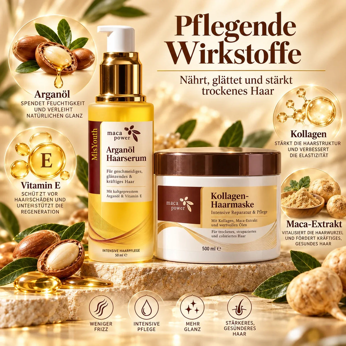 ⏰LETZTER TAG: BIS ZU 70 % RABATT 🔥 2-teiliges Haarpflege-Set mit Arganöl-Haarserum (50 ml) + Kollagen-Haarmaske (500 ml) – Für trockenes Haar, weniger Frizz und mehr Glanz