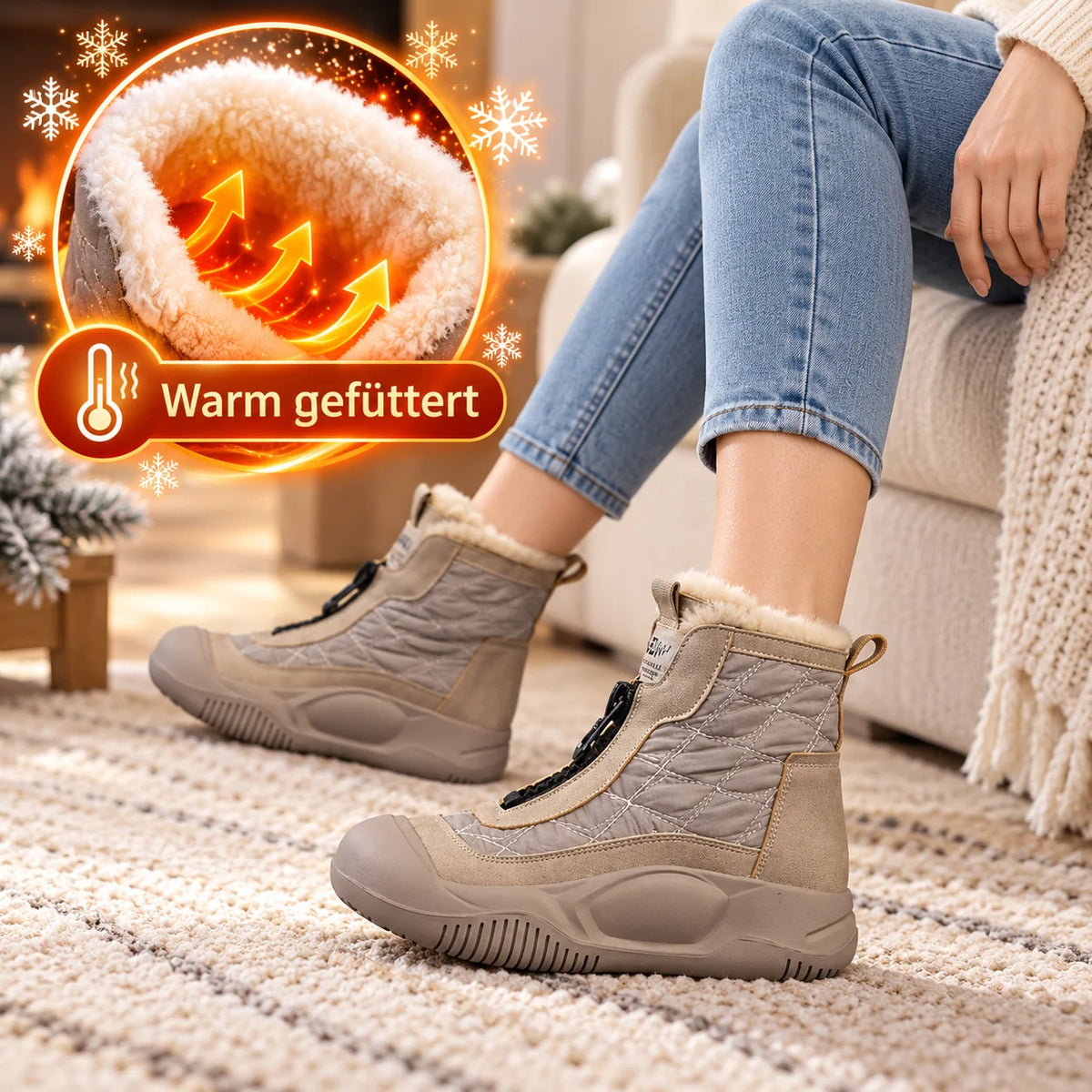 DEIN NEUER WINTERLIEBLING ❄️ Damen-Winterstiefel mit bequemer Plateausohle, Frontreißverschluss & kuscheligem Plüschfutter