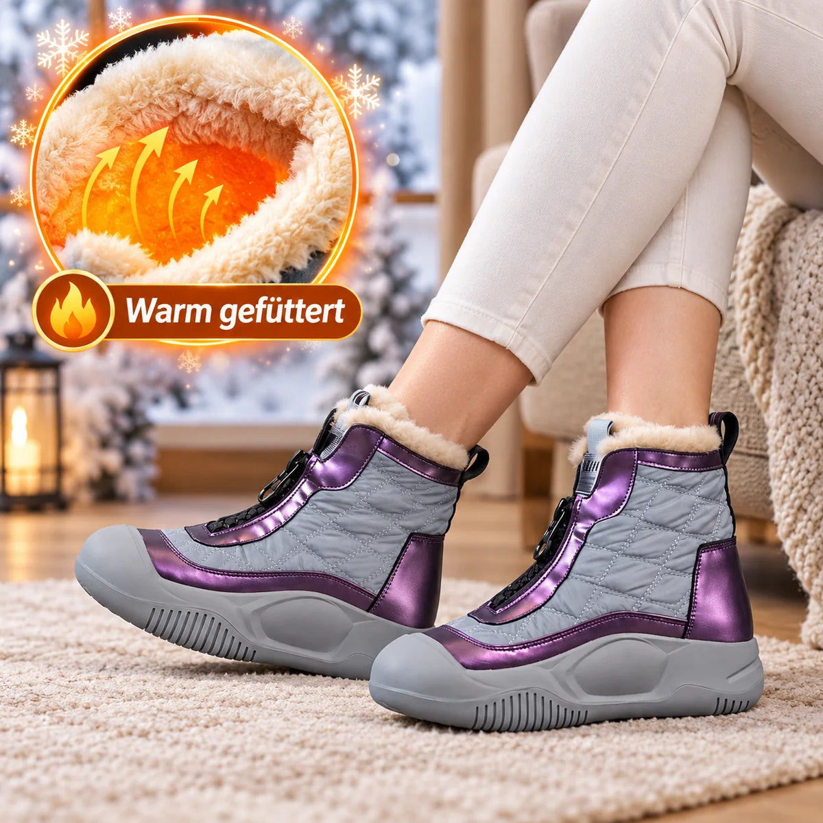 DEIN NEUER WINTERLIEBLING ❄️ Damen-Winterstiefel mit bequemer Plateausohle, Frontreißverschluss & kuscheligem Plüschfutter