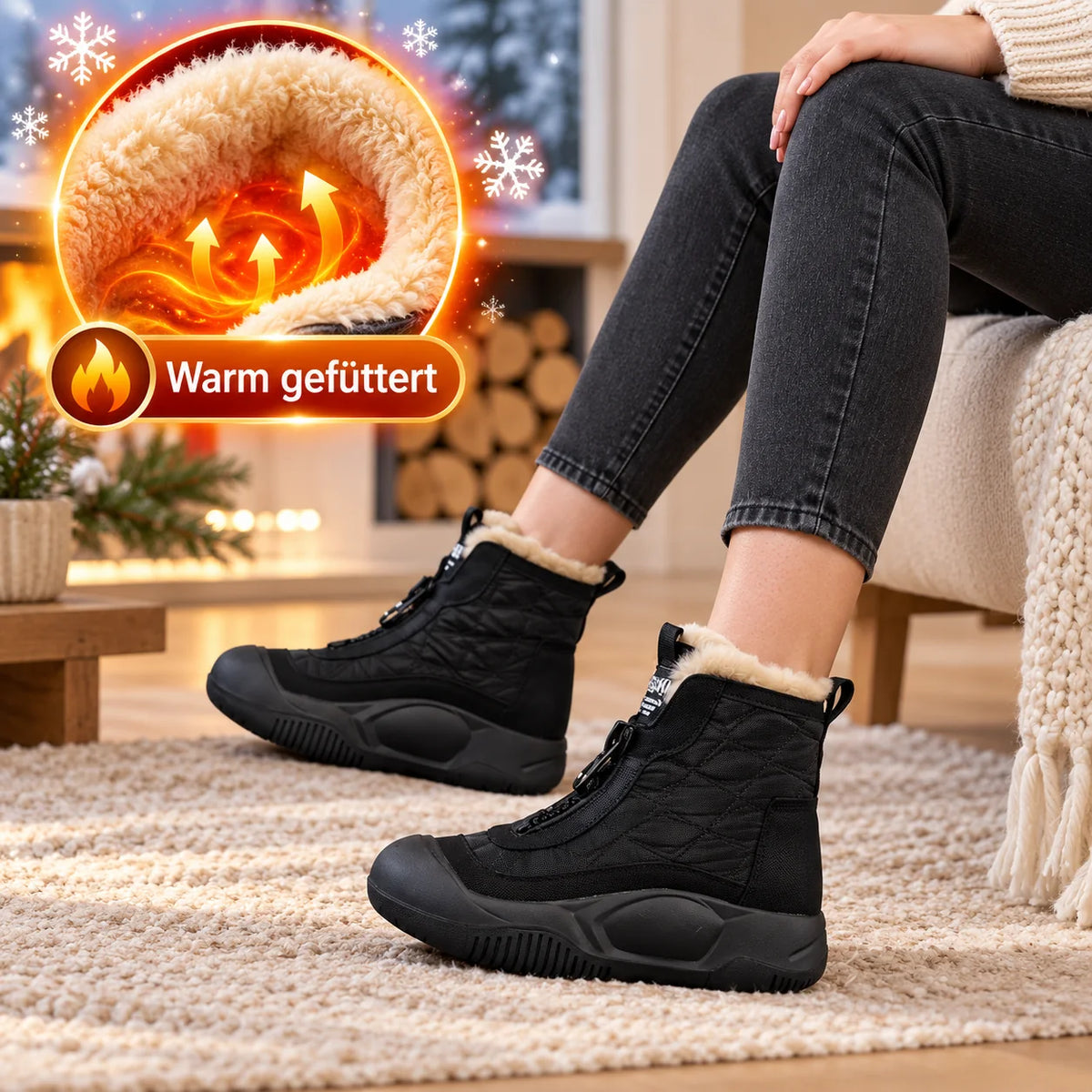 DEIN NEUER WINTERLIEBLING ❄️ Damen-Winterstiefel mit bequemer Plateausohle, Frontreißverschluss & kuscheligem Plüschfutter