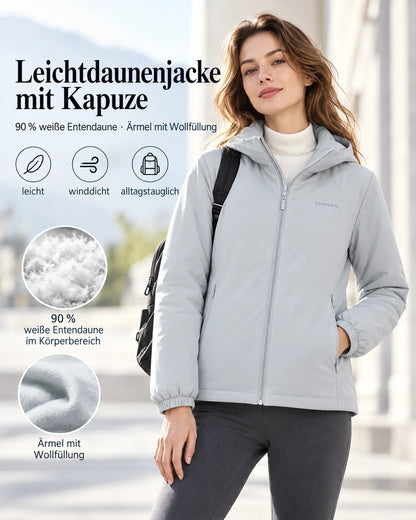 ⚡ LETZTER TAG – 49 % RABATT❄️ Leichte Damen-Daunenjacke mit Kapuze – 90 % Entendaunen & kuschelige Wollfüllung