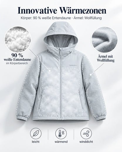 ⚡ LETZTER TAG – 49 % RABATT❄️ Leichte Damen-Daunenjacke mit Kapuze – 90 % Entendaunen & kuschelige Wollfüllung
