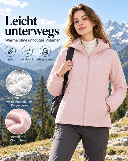 ⚡ LETZTER TAG – 49 % RABATT❄️ Leichte Damen-Daunenjacke mit Kapuze – 90 % Entendaunen & kuschelige Wollfüllung