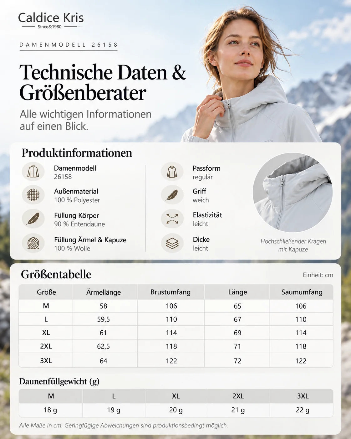 ⚡ LETZTER TAG – 49 % RABATT❄️ Leichte Damen-Daunenjacke mit Kapuze – 90 % Entendaunen & kuschelige Wollfüllung