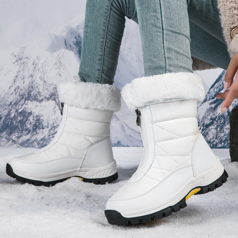 Bottes de neige chaudes et antidérapantes pour femme avec fermeture éclair