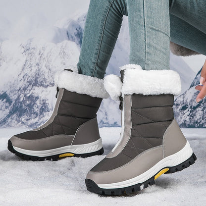 Bottes de neige chaudes et antidérapantes pour femme avec fermeture éclair