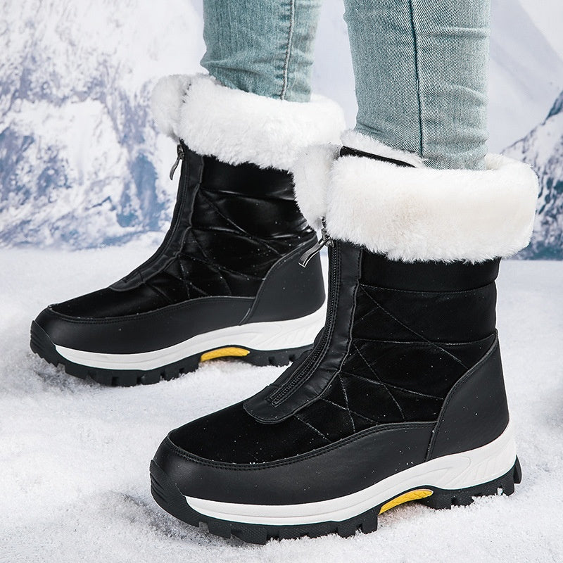 Bottes de neige chaudes et antidérapantes pour femme avec fermeture éclair