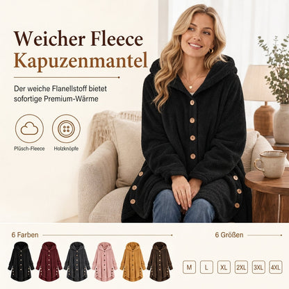 📢🎉50%Rabatt!!!🛍️✨Damen Winter Einfarbiger asymmetrischer Knopf Plüsch Fleece Mantel