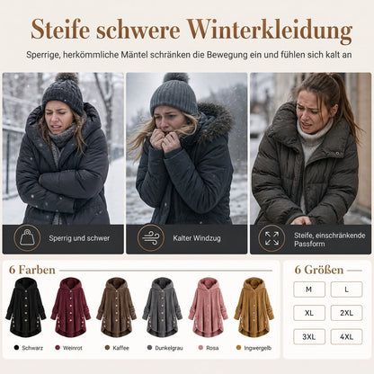 📢🎉50%Rabatt!!!🛍️✨Damen Winter Einfarbiger asymmetrischer Knopf Plüsch Fleece Mantel