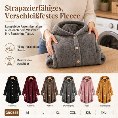 📢🎉50%Rabatt!!!🛍️✨Damen Winter Einfarbiger asymmetrischer Knopf Plüsch Fleece Mantel