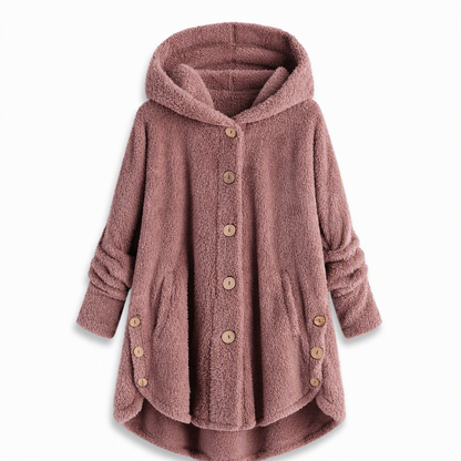 📢🎉50%Rabatt!!!🛍️✨Damen Winter Einfarbiger asymmetrischer Knopf Plüsch Fleece Mantel
