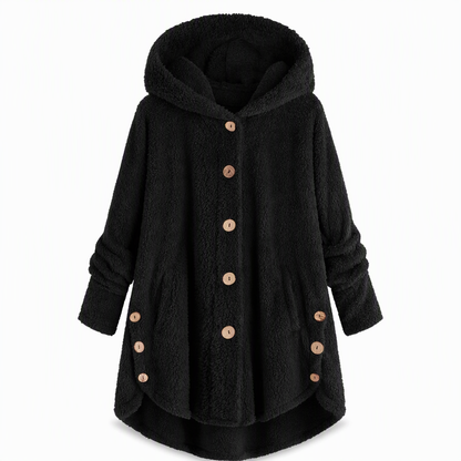📢🎉50%Rabatt!!!🛍️✨Damen Winter Einfarbiger asymmetrischer Knopf Plüsch Fleece Mantel
