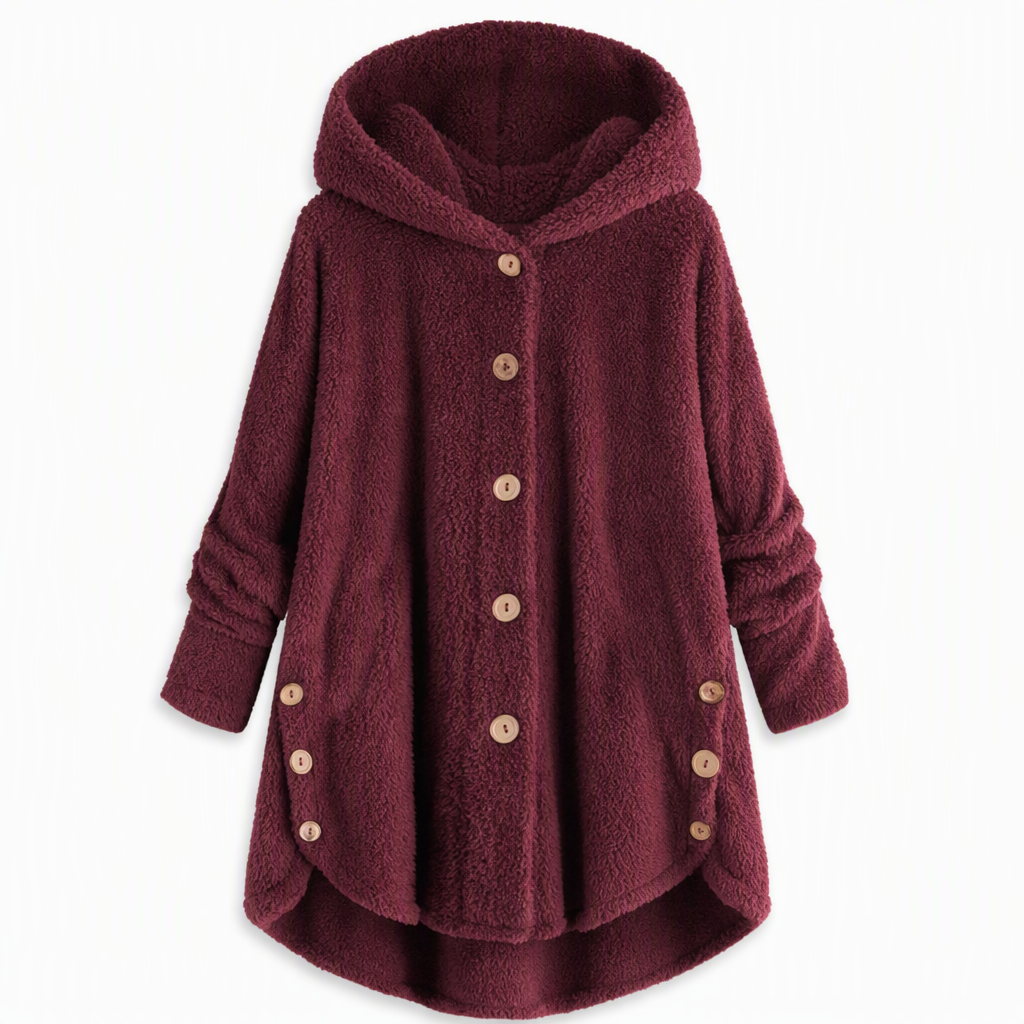 📢🎉50%Rabatt!!!🛍️✨Damen Winter Einfarbiger asymmetrischer Knopf Plüsch Fleece Mantel