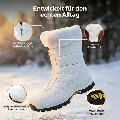 Bottes de neige chaudes et antidérapantes pour femme avec fermeture éclair