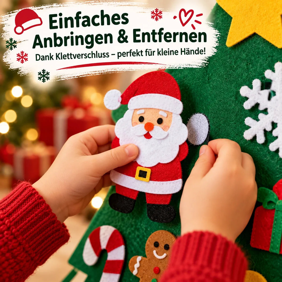 🔥 Heute BIS ZU 58 % RABATT | Filz-Weihnachtsbaum zum Selbstgestalten für Kinder mit LED-Lichtern