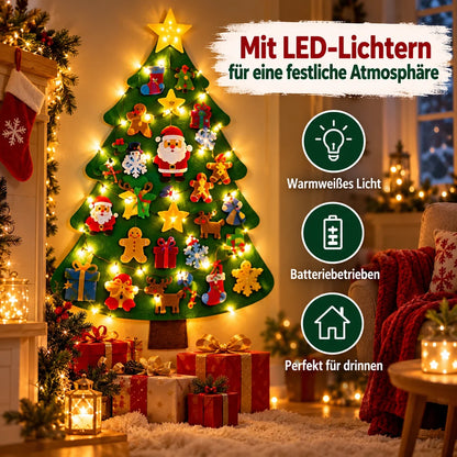 🔥 Heute BIS ZU 58 % RABATT | Filz-Weihnachtsbaum zum Selbstgestalten für Kinder mit LED-Lichtern
