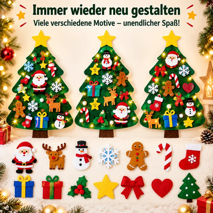 🔥 Heute BIS ZU 58 % RABATT | Filz-Weihnachtsbaum zum Selbstgestalten für Kinder mit LED-Lichtern