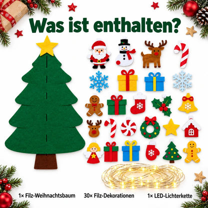 🔥 Heute BIS ZU 58 % RABATT | Filz-Weihnachtsbaum zum Selbstgestalten für Kinder mit LED-Lichtern