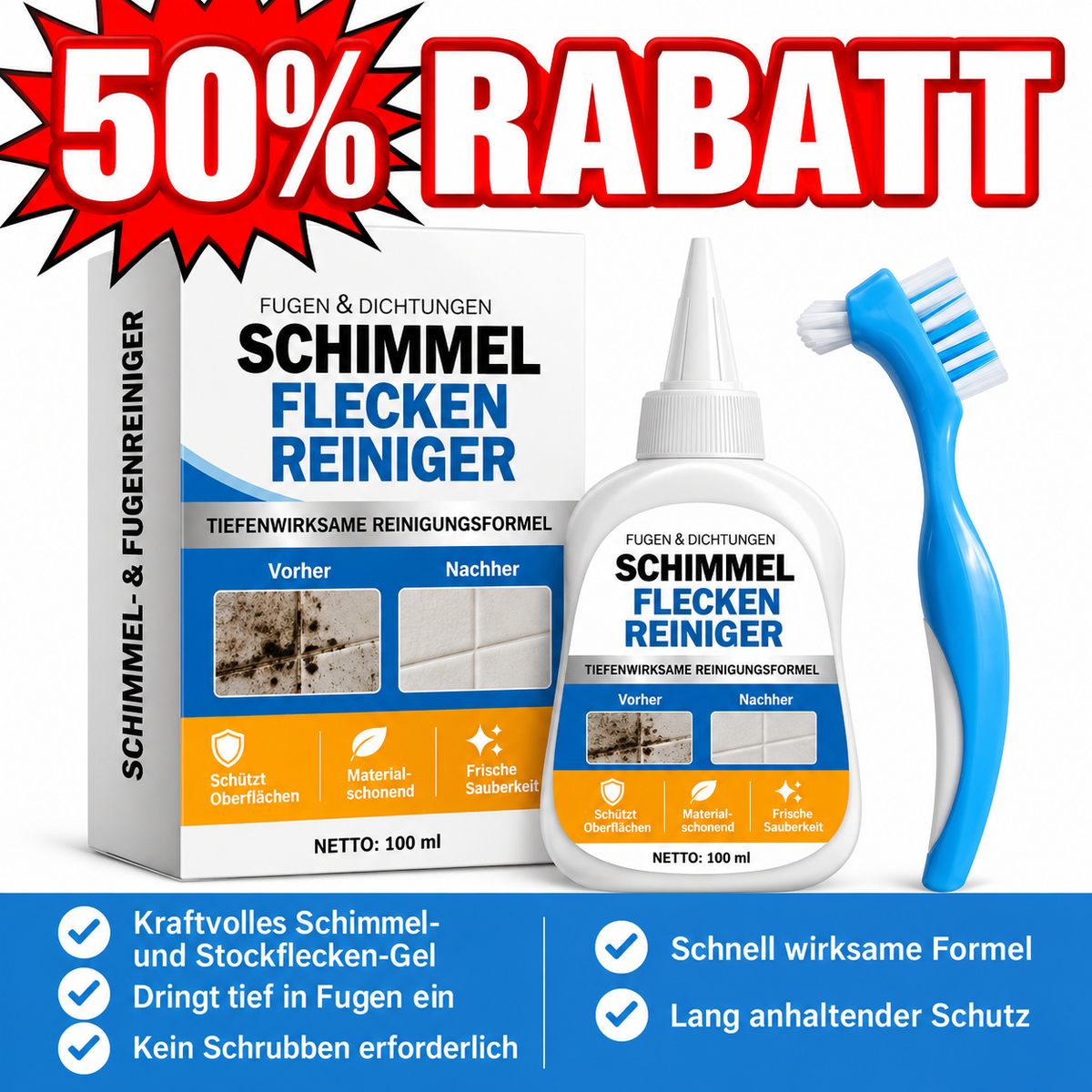 🔥 3 kaufen, 1 gratis + kostenlose Bürste! 💥 Schimmelentferner-Gel 💦
