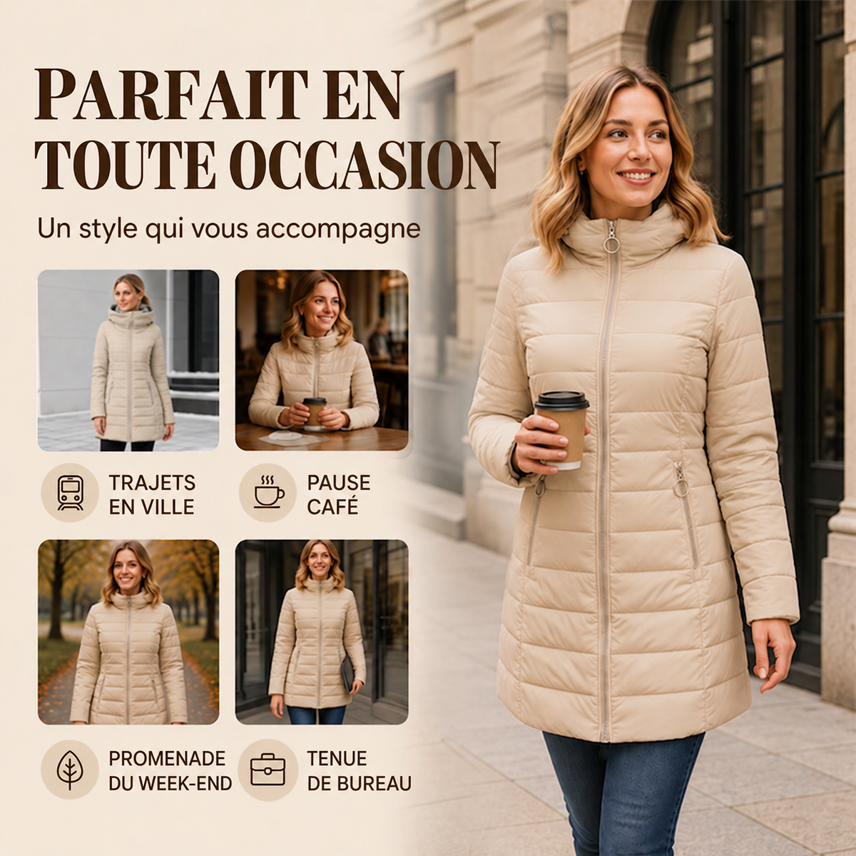Manteau pour femme adapté à toutes les occasions