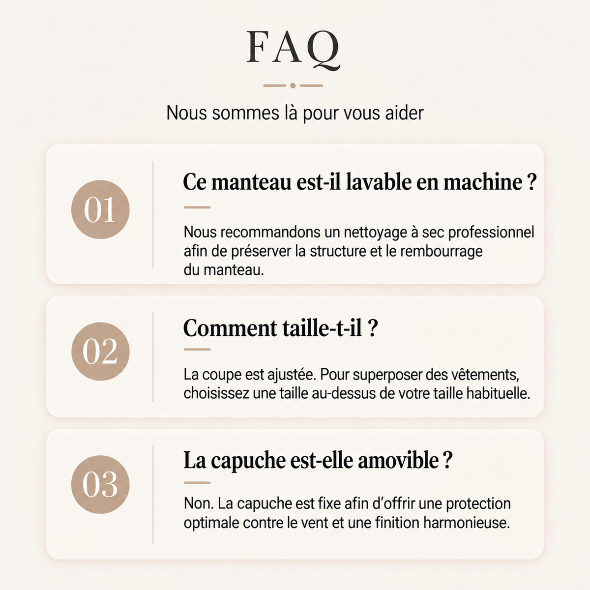 Questions fréquentes sur le manteau d’hiver