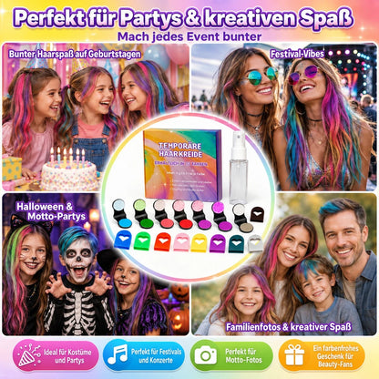 👑🔥 Nur heute: 50 % RABATT 🌈 12-teiliges Set mit temporärer Haarkreide und Applikatoren