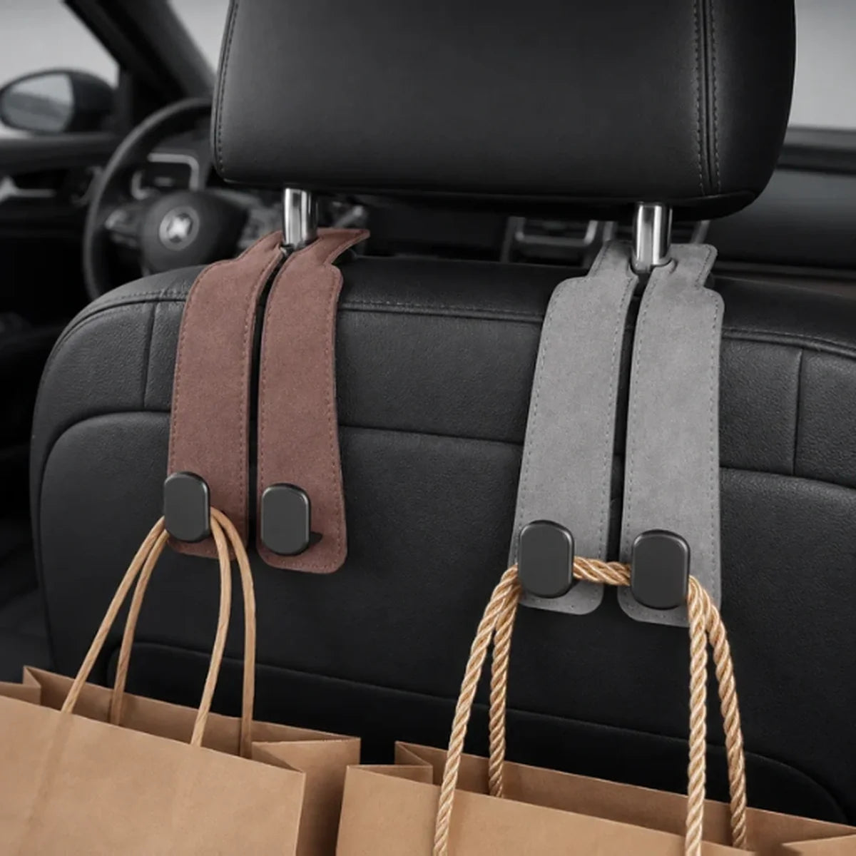 🌟Nur heute: BIS ZU 47 % RABATT😍  Luxus-Doppelhaken für Auto-Kopfstützen – Mehr Ordnung & Stil im Auto! 🚗✨
