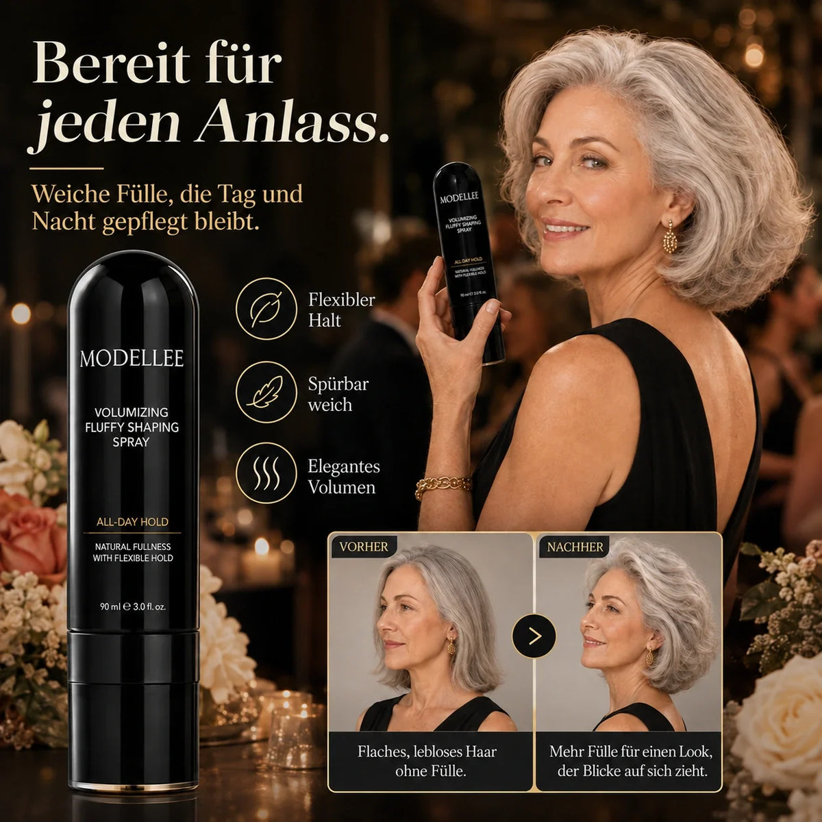 🔥LETZTER TAG: BIS ZU 80 % RABATT🔥 90 ml Volumen-Haarspray mit lang anhaltendem Halt und Pfirsichduft