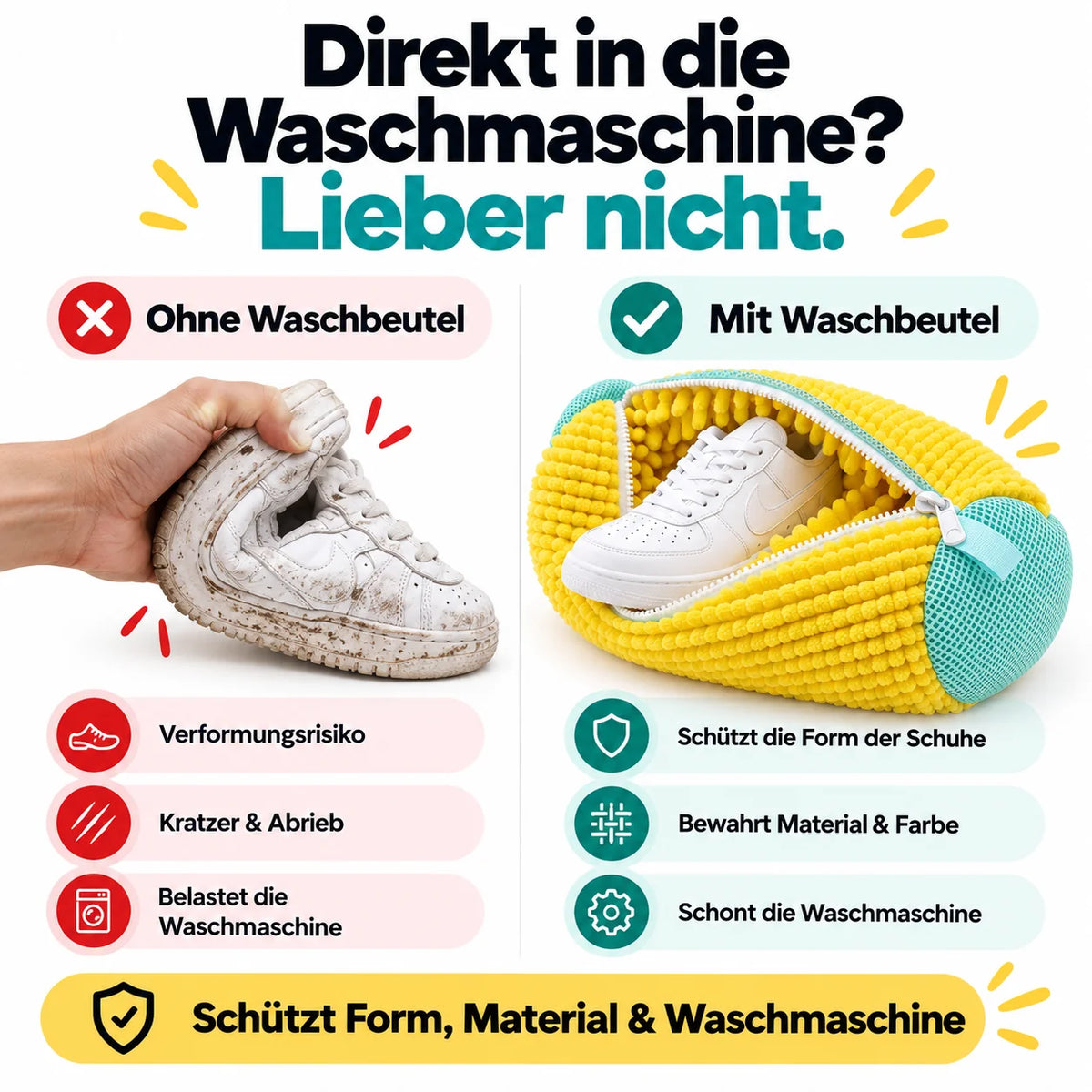 👟 Schluss mit schmutzigen Sneakern! Premium XL Schuhwaschbeutel – ✨ 360°-Reinigung ohne mühsames Schrubben, schützt Schuhe & Waschmaschine