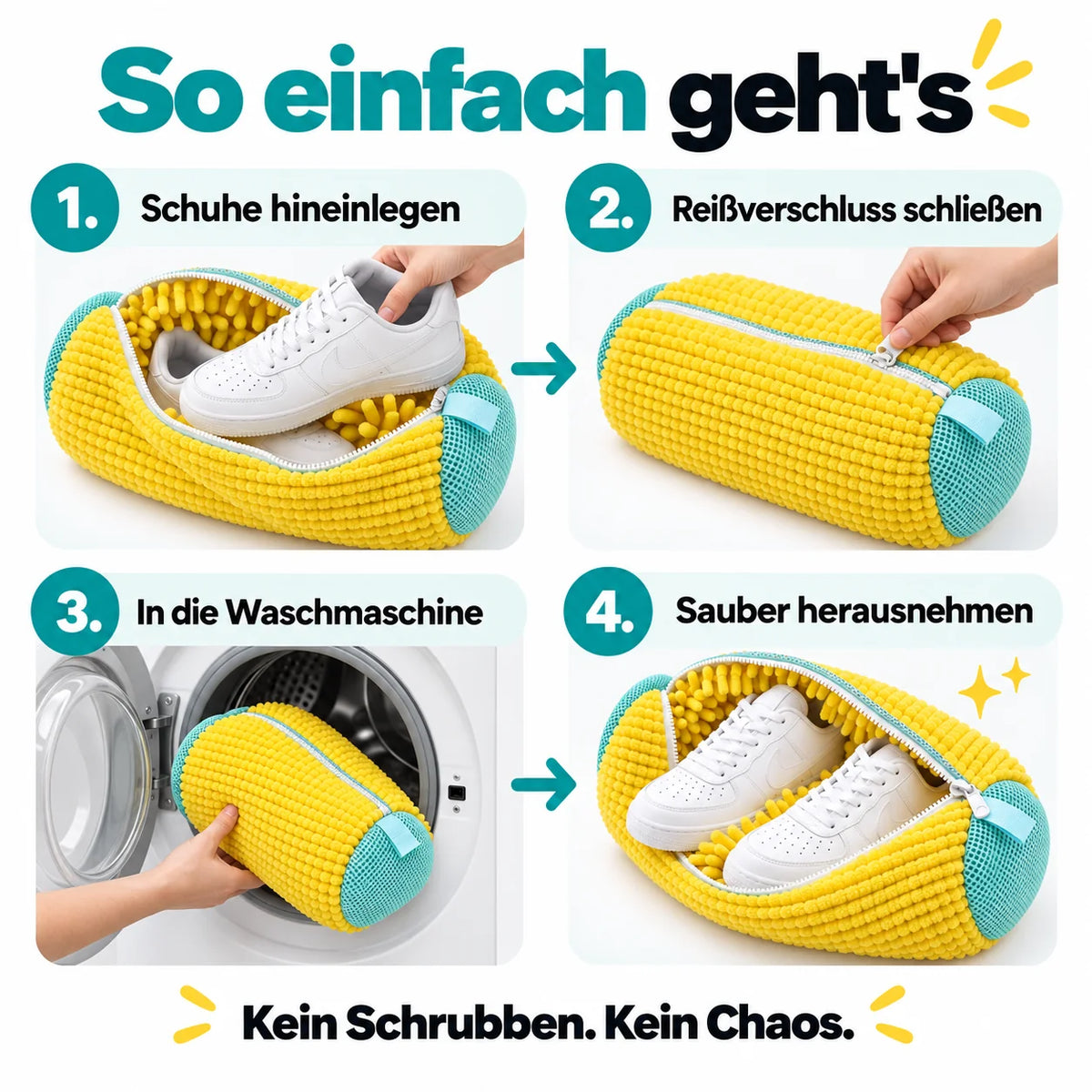 👟 Schluss mit schmutzigen Sneakern! Premium XL Schuhwaschbeutel – ✨ 360°-Reinigung ohne mühsames Schrubben, schützt Schuhe & Waschmaschine