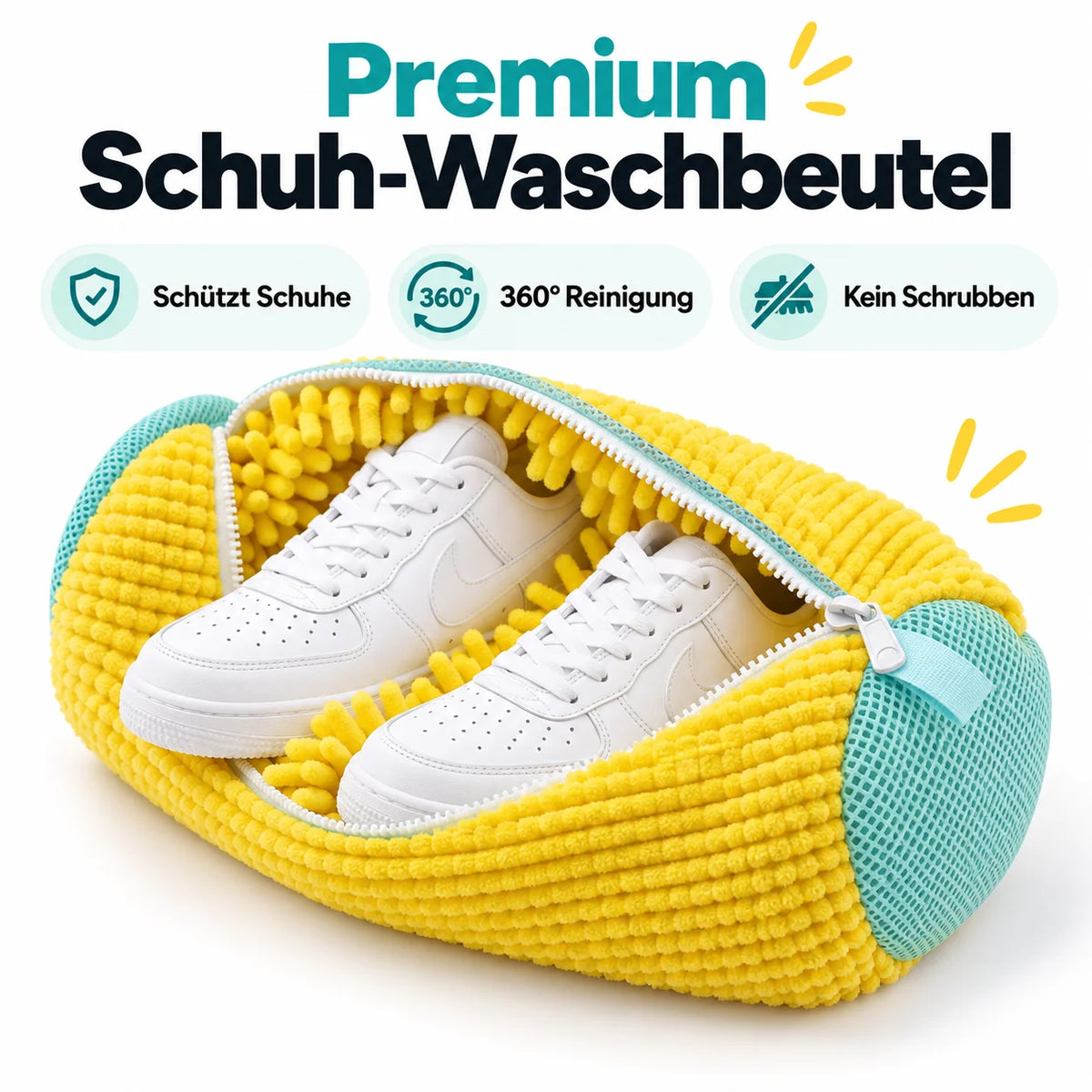 👟 Schluss mit schmutzigen Sneakern! Premium XL Schuhwaschbeutel – ✨ 360°-Reinigung ohne mühsames Schrubben, schützt Schuhe & Waschmaschine