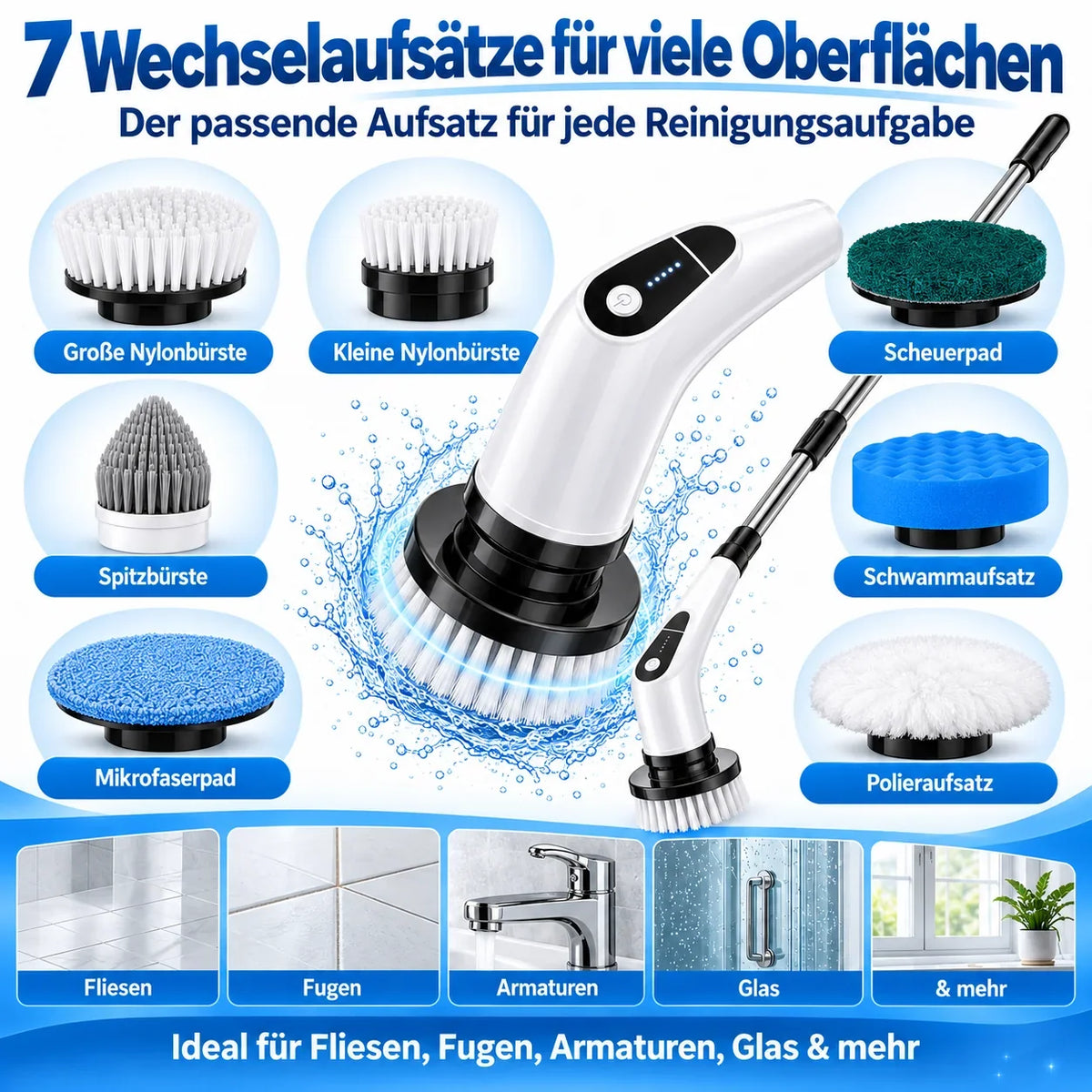 Wechselbare Reinigungsaufsätze – Lieferumfang je nach Set