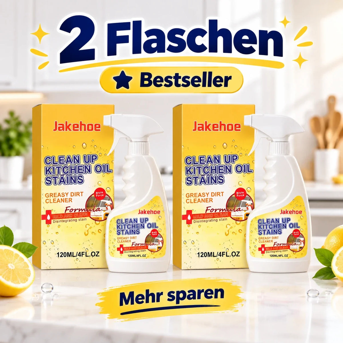 👑LETZTER TAG: 50 % RABATT⏰ – Küchen-Fettlöser gegen hartnäckige Öl- & Fettflecken