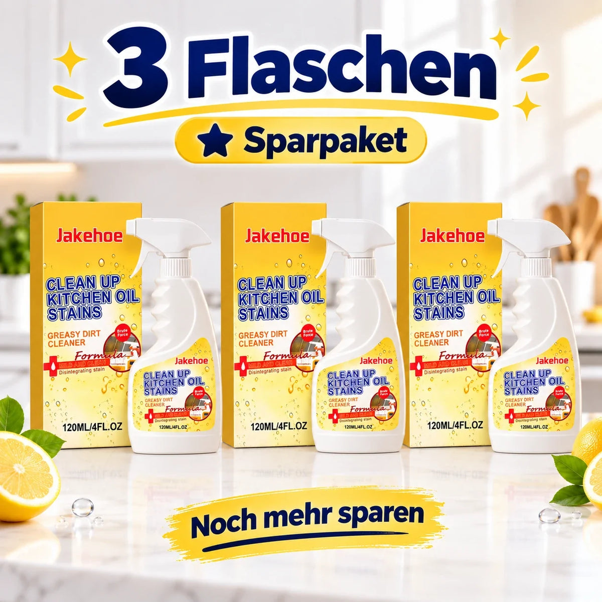 👑LETZTER TAG: 50 % RABATT⏰ – Küchen-Fettlöser gegen hartnäckige Öl- & Fettflecken